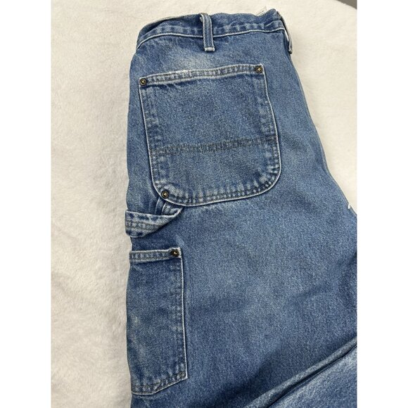 Carhartt Mens Double Knee  Workwear Blue Denim Jeans 36x34 Original Dungaree Fit - Picture 15 of 16